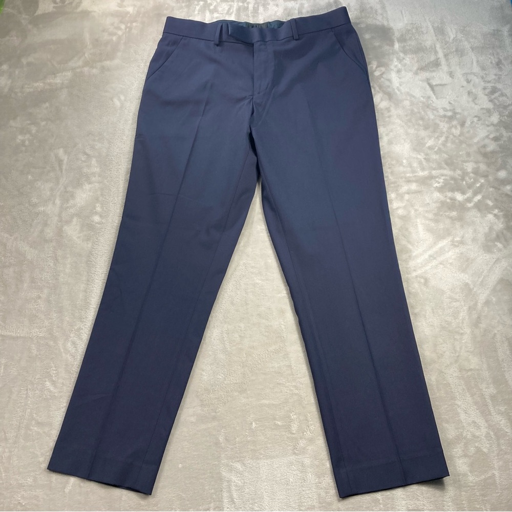 Asos Design Slim Smart Trousers Suit Pants Single Pleat Navy Blue Men's Sz 34x30